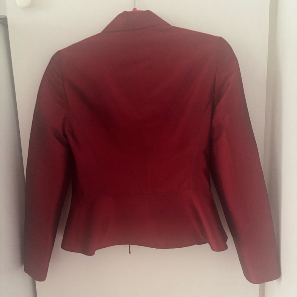 Lafayette 148 New York Deep Red Silk Blazer - Picture 2 of 11